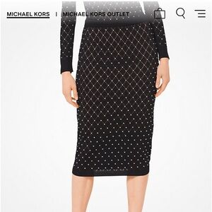 MICHAEL MICHAEL KORS Argyle Studded Stretch-Knit Pencil Skirt Black
